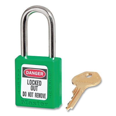 GREEN PLASTIC SAFETY PADLOCK KEYED DIFFE